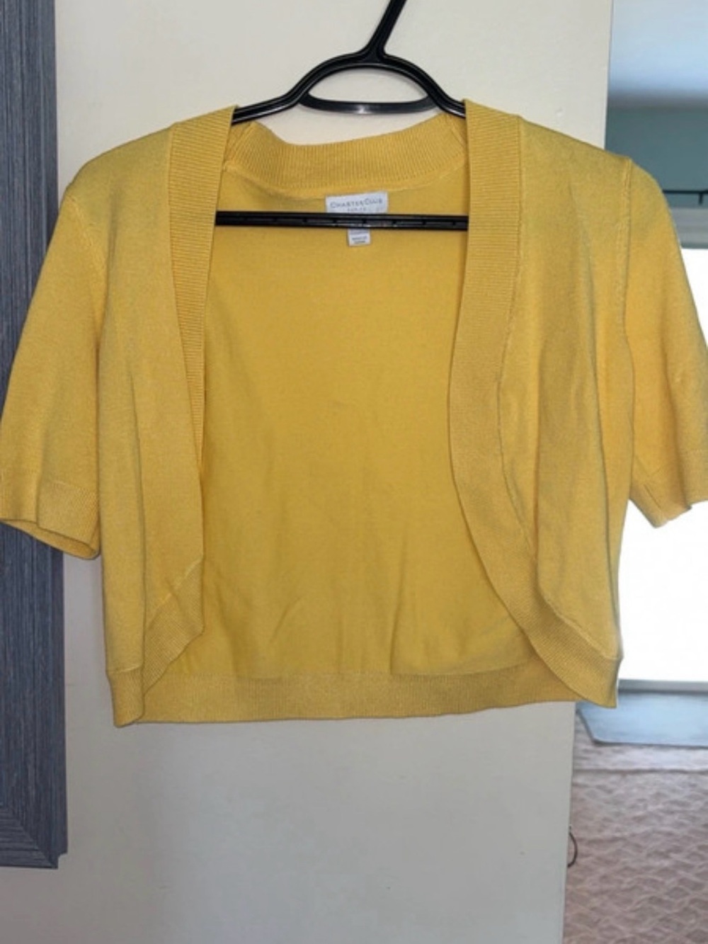 Charter Club Bright Yellow Short Sleeve Open Front Cardigan